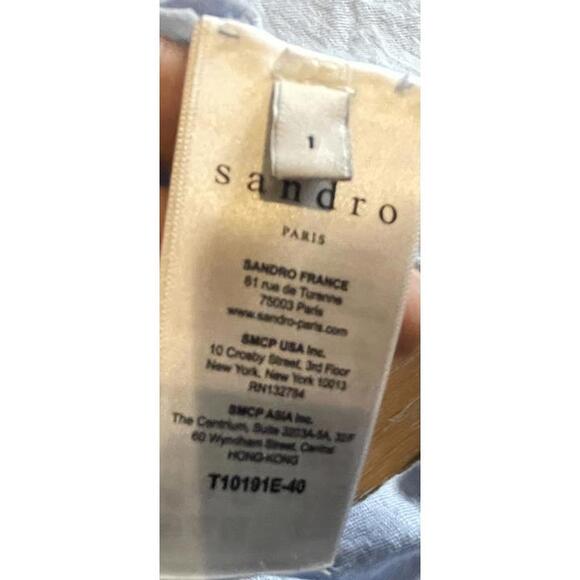 Sandro Paris Light Gray Long Sleeve V-Neck Top Size 1 - Picture 3 of 9